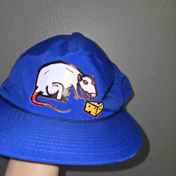 RARE Obey Blue Cap with white rat